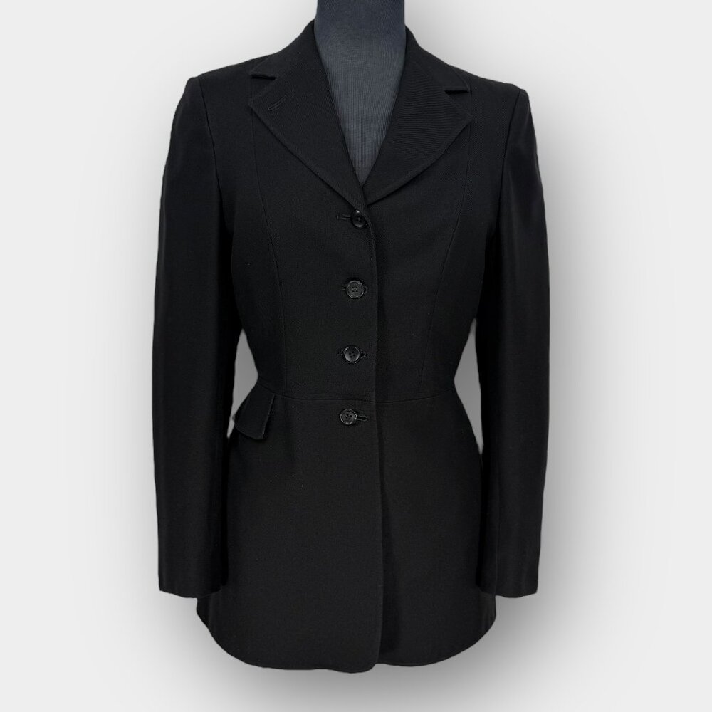 Harry Hall Vintage 100% Wool Riding Show Coat Jacket Black Red Lining Equestrian
